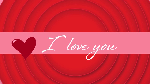 我爱你的文字与红色的圆圈在粉红色的背景视频下载