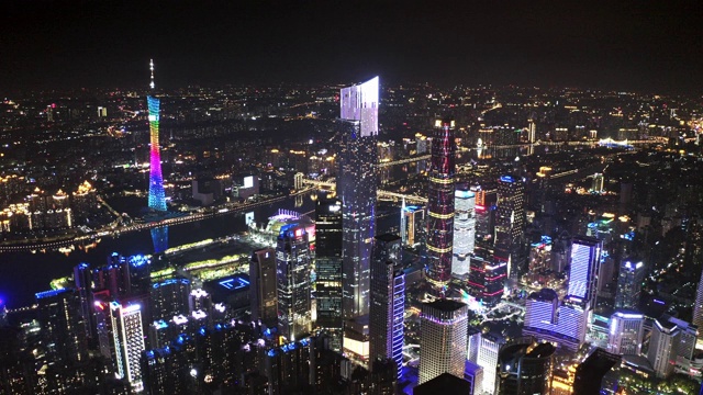 无人机俯瞰广州夜景视频下载