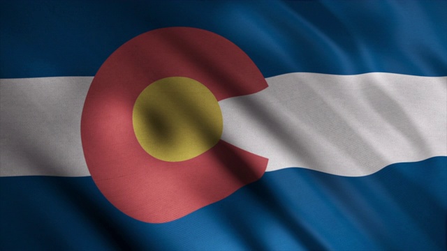 科罗拉多州国旗在风中飘扬的抽象动画。动画。美丽多彩的州象征视频下载