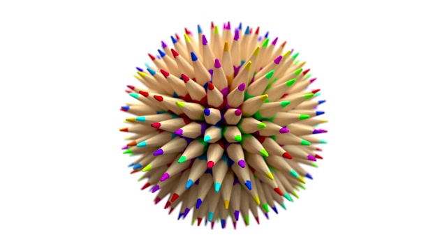 彩色铅笔组成的迷你世界，循环的3D动画视频素材