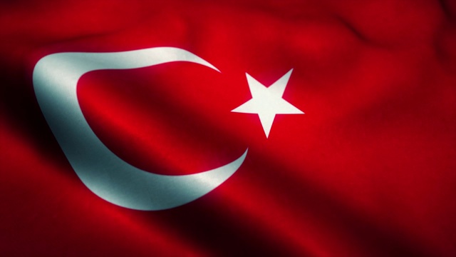 随风飘扬的土耳其国旗。土耳其国旗。标志土耳其无缝循环动画。4 k视频素材