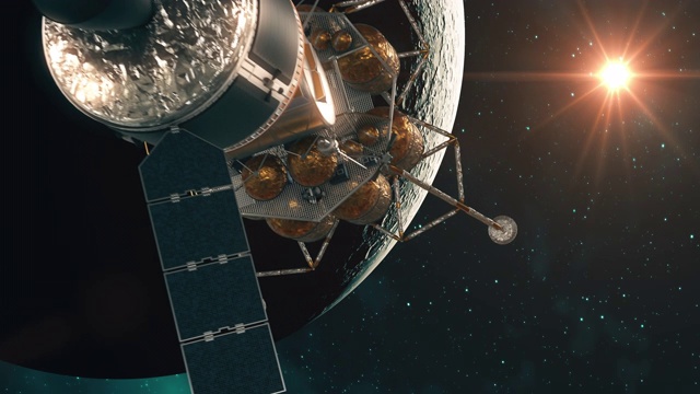 绕月球运行的星际空间站视频素材