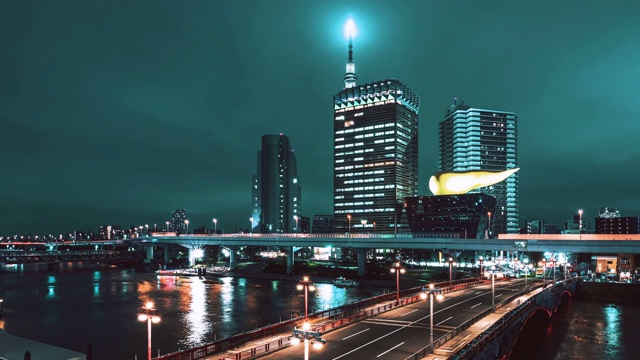 浅草大桥夜景，日本东京视频素材