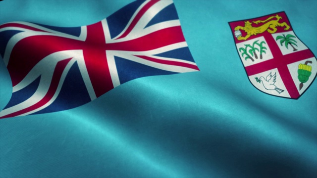 斐济国旗迎风飘扬。斐济国旗。标志斐济无缝循环动画。4 k视频下载