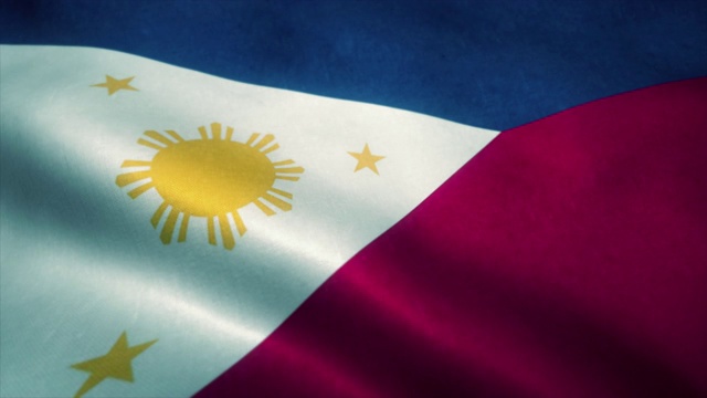 菲律宾国旗在风中飘扬。菲律宾国旗。菲律宾标志无缝循环动画。4 k视频下载