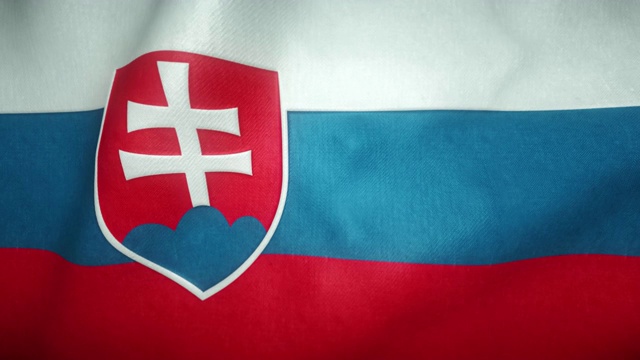 在风中飘扬的斯洛伐克国旗视频素材