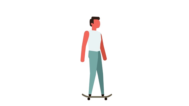 简笔画人物象形图彩色人物骑滑板卡通动画视频下载
