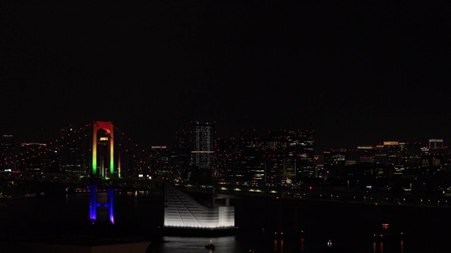夜虹桥在东京市区广角拍摄视频下载