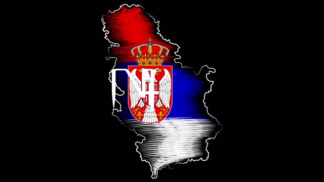 尼斯塞尔维亚为地图和旗帜着色。运动设计。视频下载