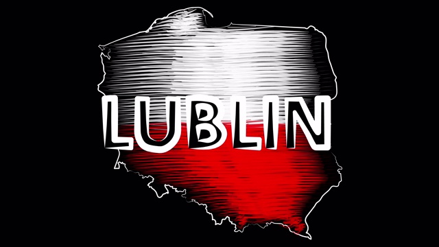 卢布林波兰为地图和旗帜着色。运动设计。视频下载