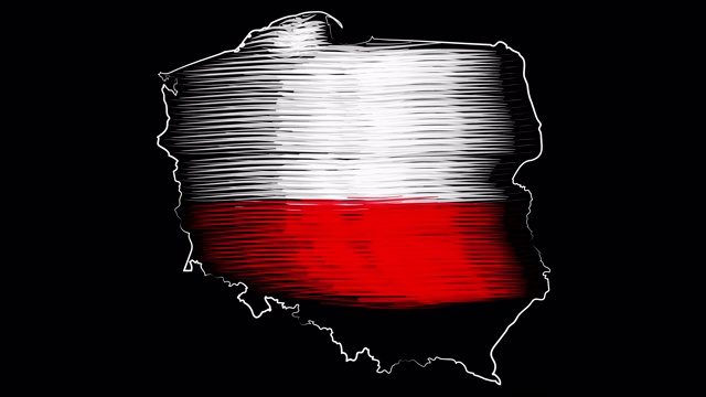 波兰克拉科夫为地图和旗帜着色。运动设计。视频下载