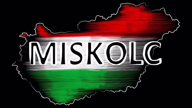 米斯科尔克匈牙利着色地图和旗帜。运动设计。视频下载