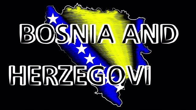 波斯尼亚和黑塞哥维那在地图和旗帜上着色。运动设计。视频下载