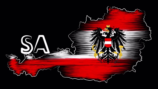 奥地利萨尔茨堡为地图和旗帜着色。运动设计。视频下载