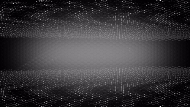 最小的六边形网格模式旋转和闪烁在黑白阴影。视频素材