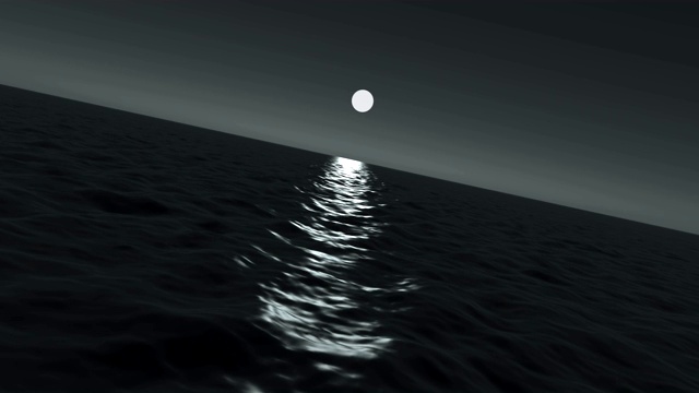 海浪在夜晚与美丽的月光。视频素材