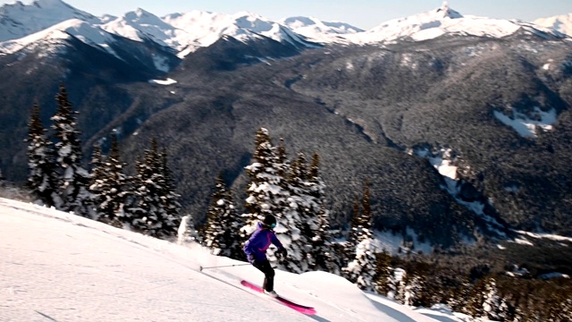 在一个阳光明媚的日子滑雪视频素材