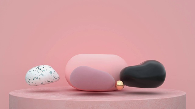 粉色场景抽象形状3d渲染运动视频素材