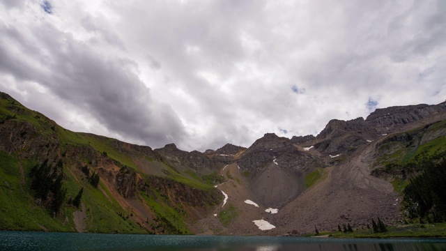 蓝色的湖泊多云的时间流逝4K视频素材