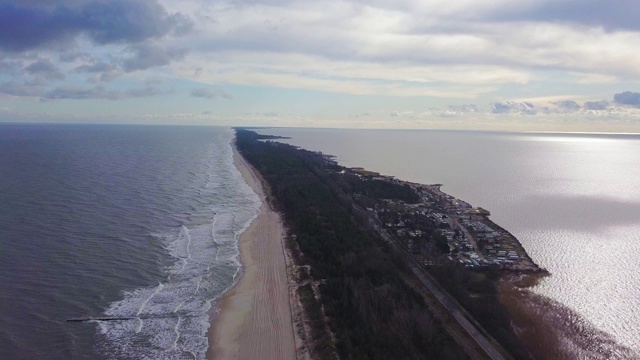 波兰海滩赫尔半岛的航拍视频下载