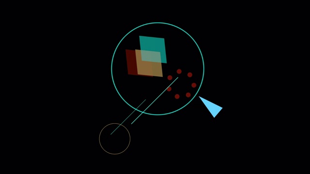 抽象运动与彩色的正方形和旋转圆点内刻在圆视频下载