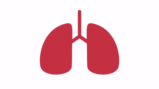 肺符号图标出现和呼吸和扩大动画红色视频下载