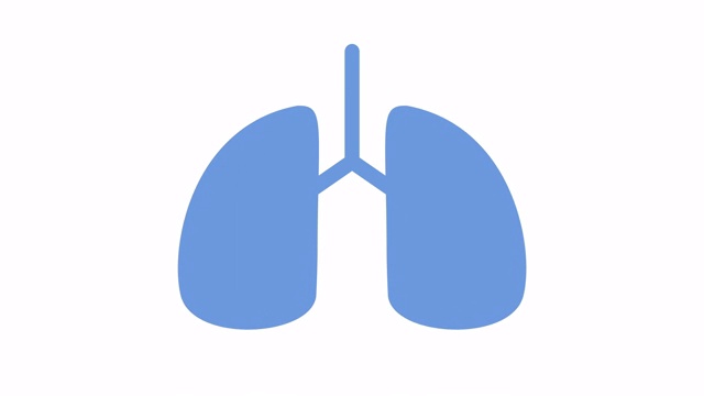 肺符号图标出现和呼吸和扩大动画蓝色视频下载