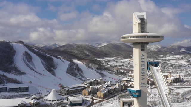 冬季美景Alpensia滑雪胜地/平昌郡，江原道，韩国视频素材