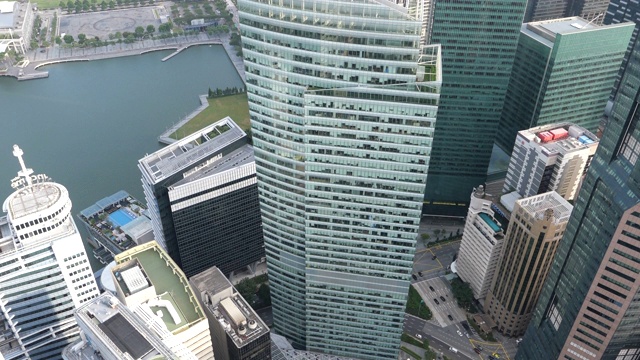 清晨新加坡金融大厦高视角视频下载