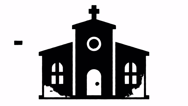 教会社区线绘制和墨水喷溅动画与阿尔法视频下载