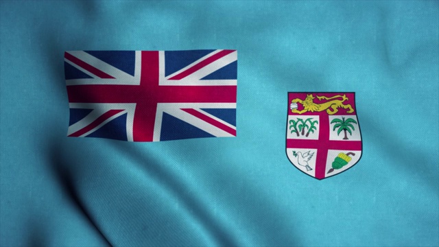 斐济国旗迎风飘扬。斐济国旗。标志斐济无缝循环动画。4 k视频下载