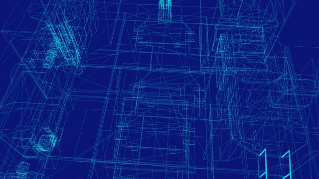 三维城市渲染线框模型的动画视频下载