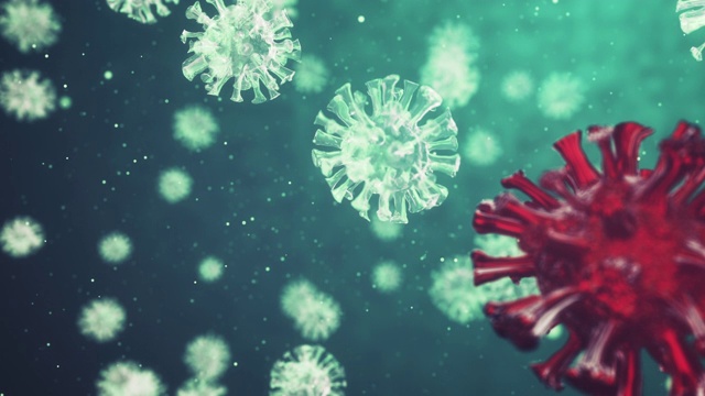 漂浮在空中的病毒细胞3D渲染视频素材