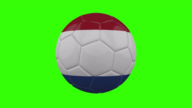 荷兰国旗在球上旋转透明的绿色阿尔法背景，循环视频下载