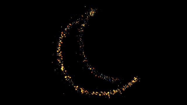 月亮闪烁的轨迹金色的闪光螺旋透镜效果。视频下载