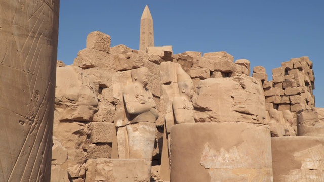 卡纳克神庙的雕像。埃及卢克索视频素材