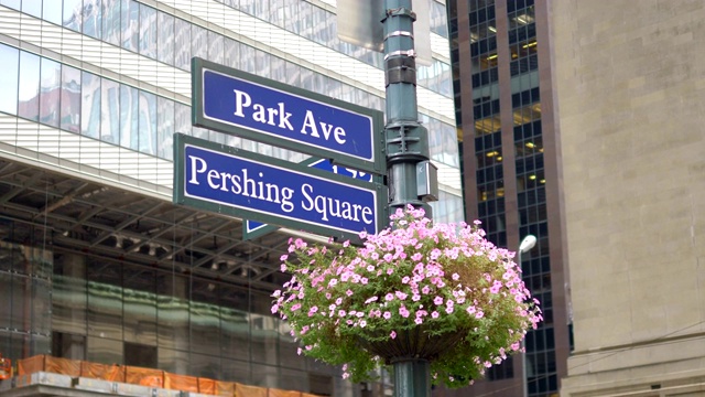 纽约公园大道和潘兴广场标志(4K慢镜头，每秒60帧)视频下载