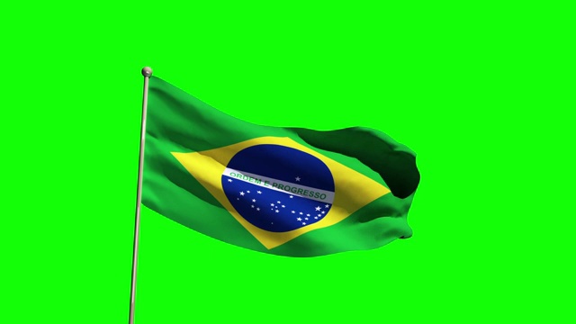 巴西国旗在风中缓慢飘扬，股票视频视频素材
