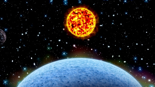 太阳围绕地球旋转的动画。视频素材