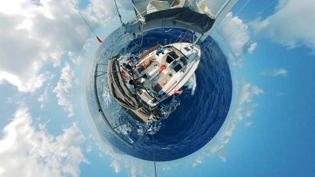 游艇和海洋的360度全景图视频下载