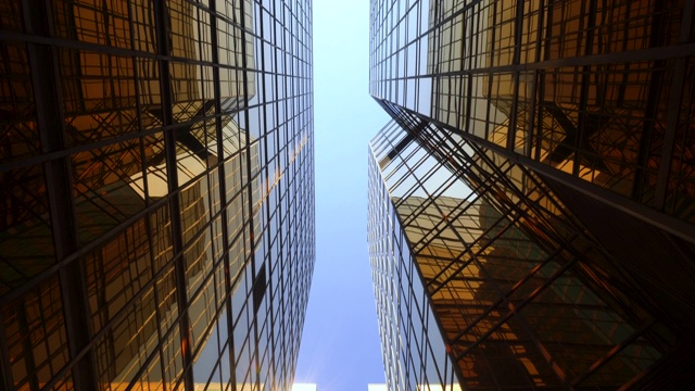 城市中现代高层摩天大楼的垂直视图。商务区经济发展增长视频素材