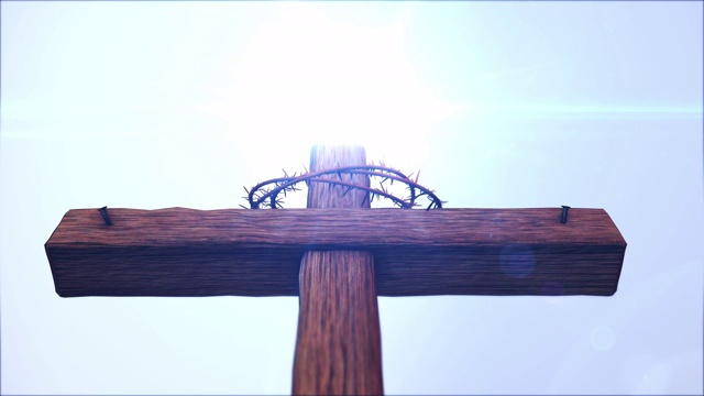 耶稣复活荆棘冠冕加略山基督被钉十字架复活节各各他石膏耶稣墓视频素材