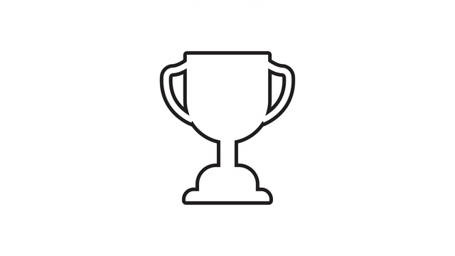 现代奖杯奖励线图标动画在白色的背景视频下载