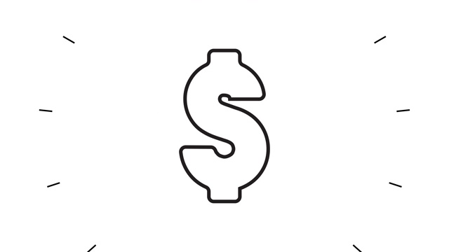 现代美元符号线图标动画在白色的背景视频素材
