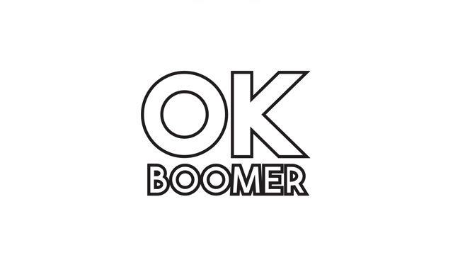 现代“OK BOOMER”线图标动画在白色的背景视频素材