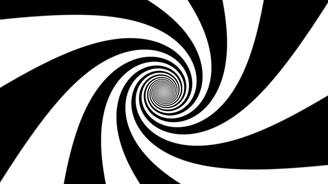 黑白螺旋漩涡迷幻催眠光学错觉- 4K无缝循环运动背景动画视频素材