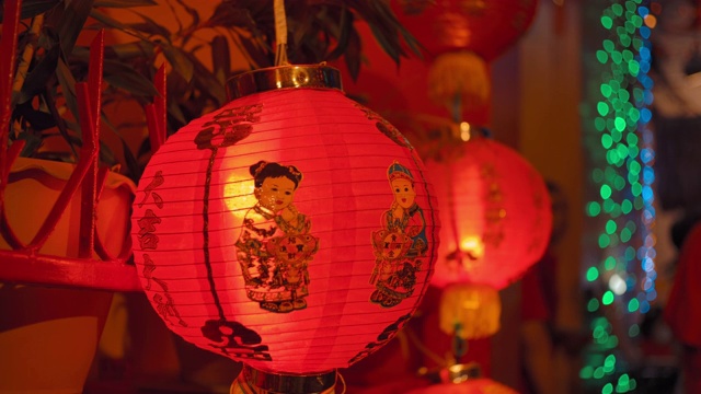 在中国新年的节日里，中国的灯笼视频下载