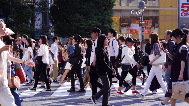 日本东京，人群穿过斑马线。视频素材