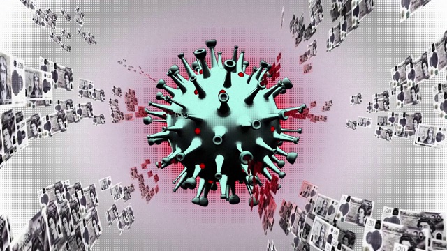 3D冠状病毒和纸币视频下载