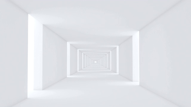 抽象的白色背景。抽象的几何形状。城市的现代设计。抽象的光通道。白色背景。家居室内设计。空间隧道。4 k视频素材